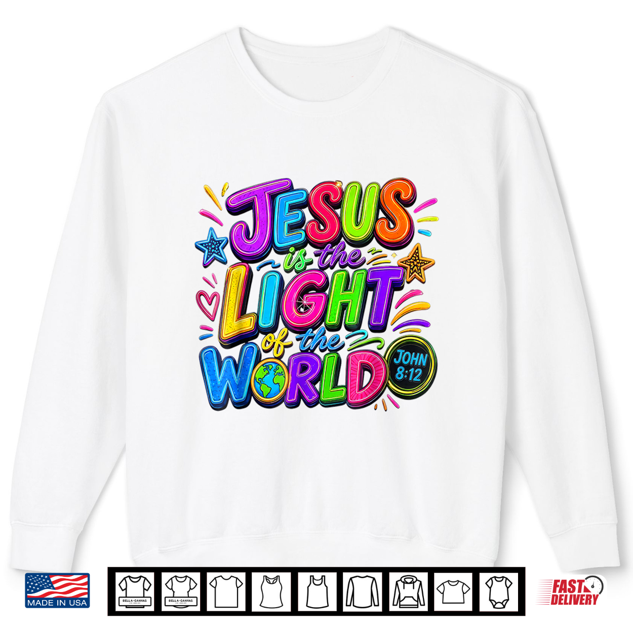 Jesus Is The Light Of The World John 8 12 Christian Vbs Neon Shirt Jesus Is The Light Of The World John 8 12 Christian Vbs Neon Shirt