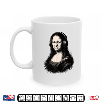 Mug Mona Lisa Bass Face Funny DJ Producer Music Lover Shirt