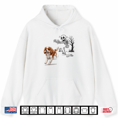 Hoodie Halloween Cavalier King Charles and Skeleton Animal Meme Shirt