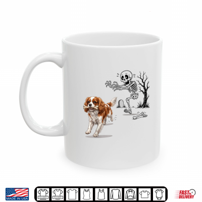 Mug Halloween Cavalier King Charles and Skeleton Animal Meme Shirt