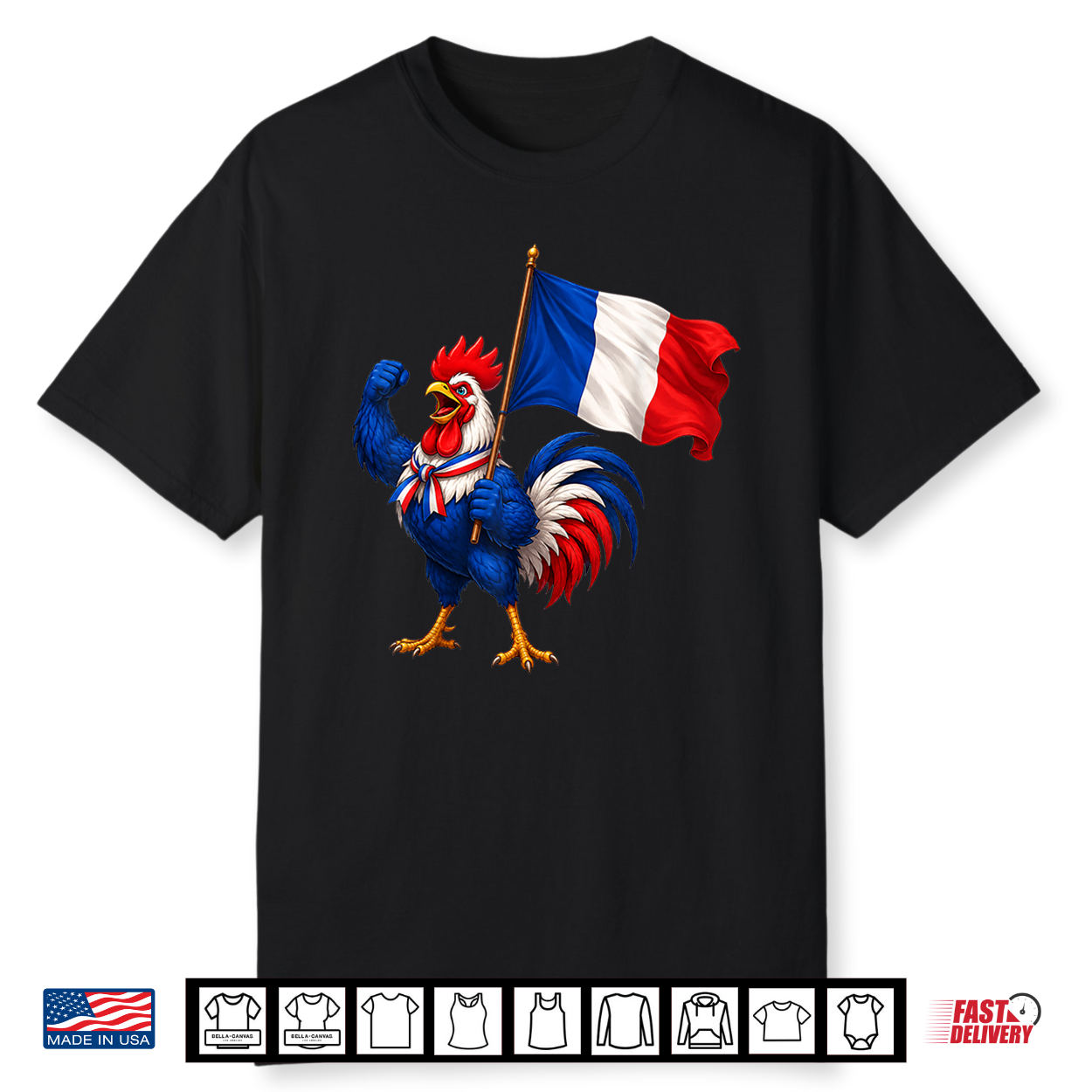 Coq Français Drapeau Tricolore Supporter France Tee Shirt Coq Français Drapeau Tricolore Supporter France Tee Shirt