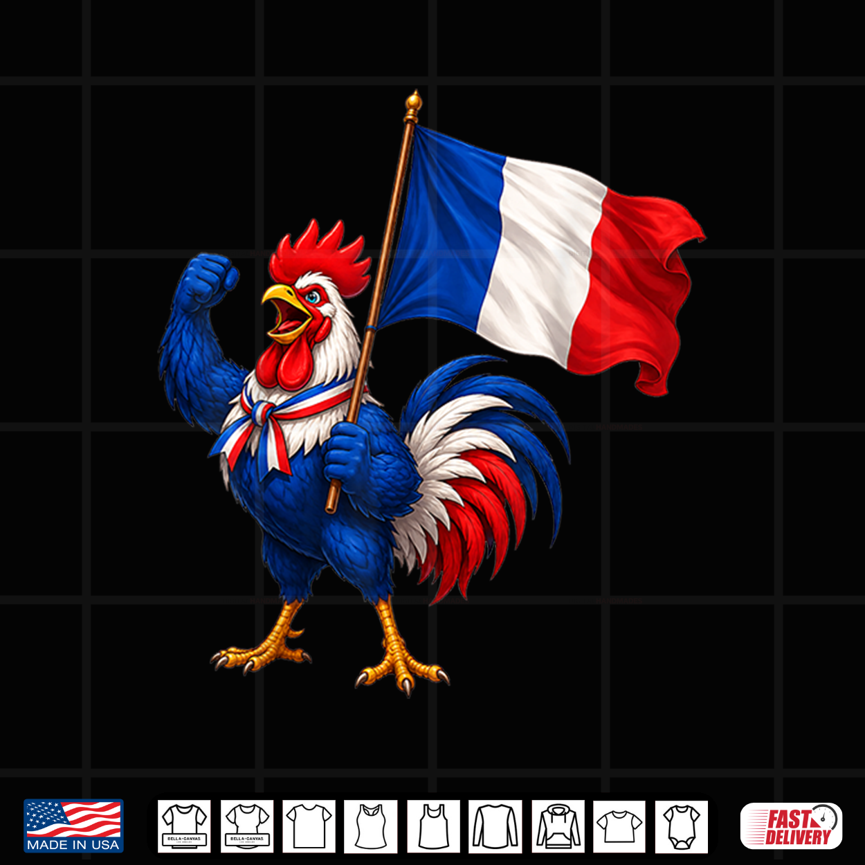 Coq Français Drapeau Tricolore Supporter France Tee Shirt Coq Français Drapeau Tricolore Supporter France Tee Shirt