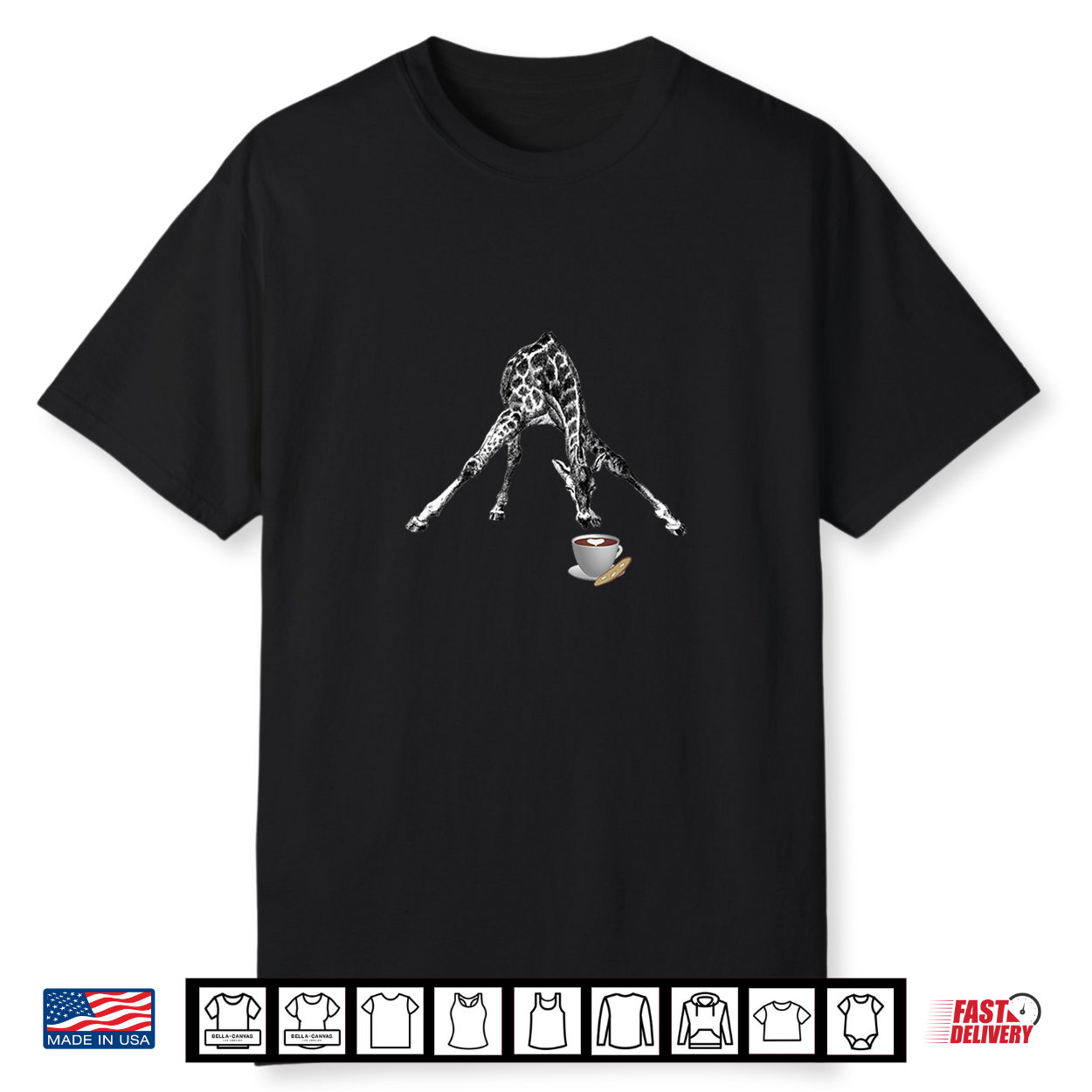 Giraffeccino Vintage Giraffe Coffee Lover Illustration Premium Tri Blend Shirt Giraffeccino Vintage Giraffe Coffee Lover Illustration Premium Tri Blend Shirt