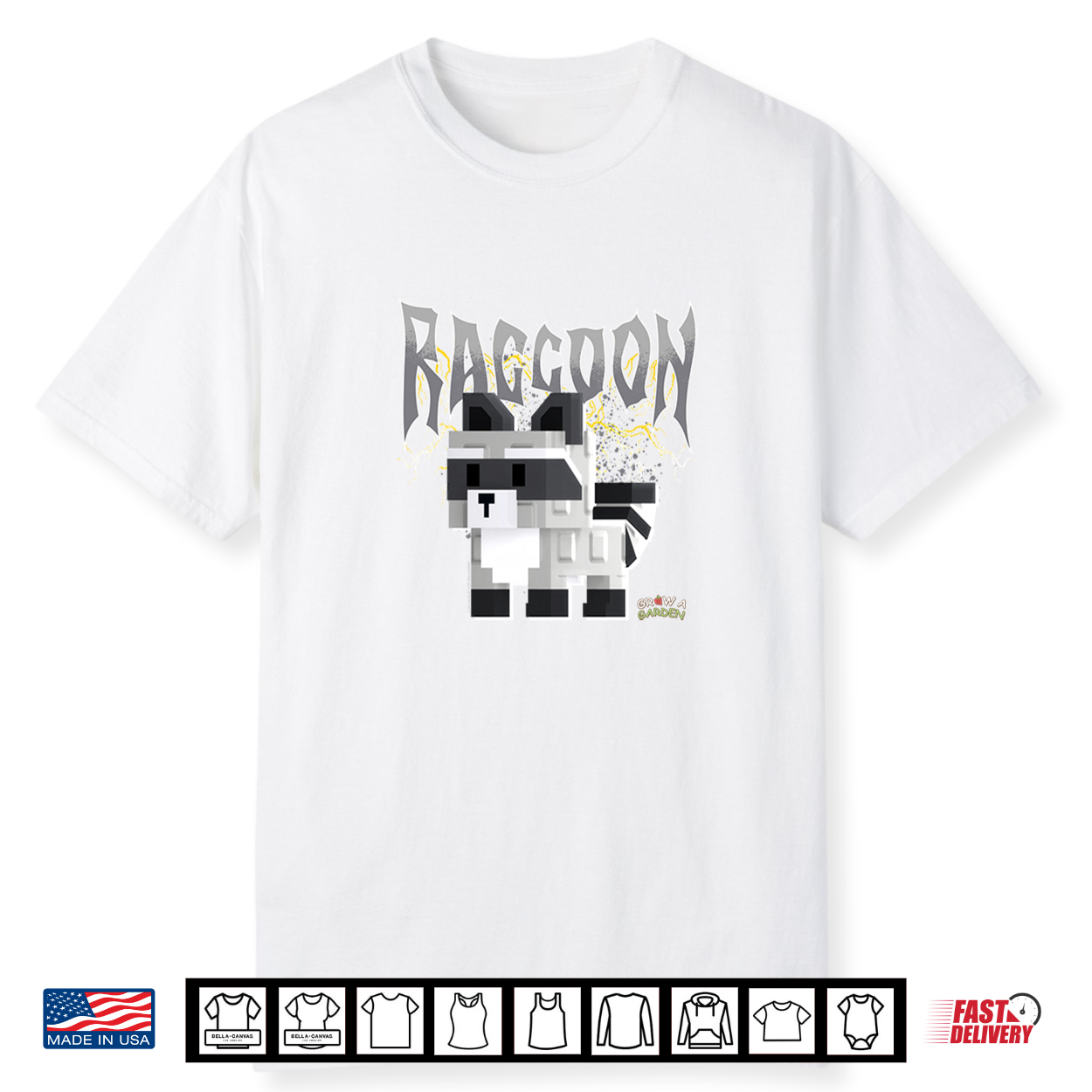 Grow A Garden Raccoon Large Block Art Lighting Metal Band Shirt Grow A Garden Raccoon Large Block Art Lighting Metal Band Shirt