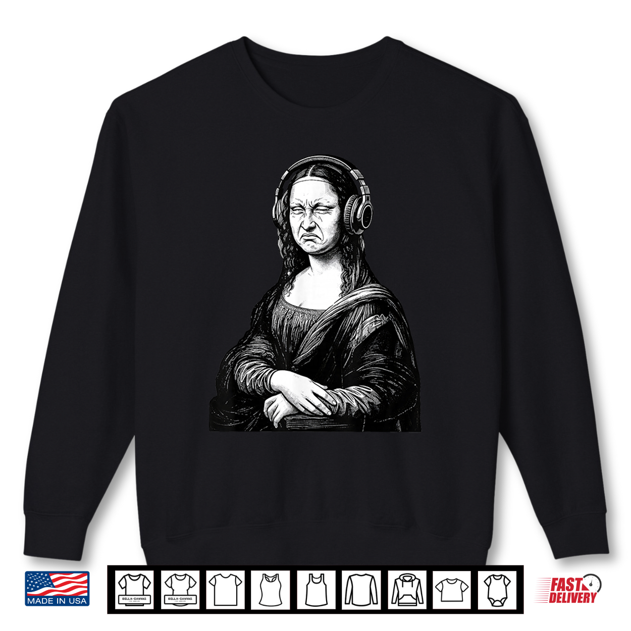 Mona Lisa Bass Face Retro Edm Headphones Musician Shirt Mona Lisa Bass Face Retro Edm Headphones Musician Shirt