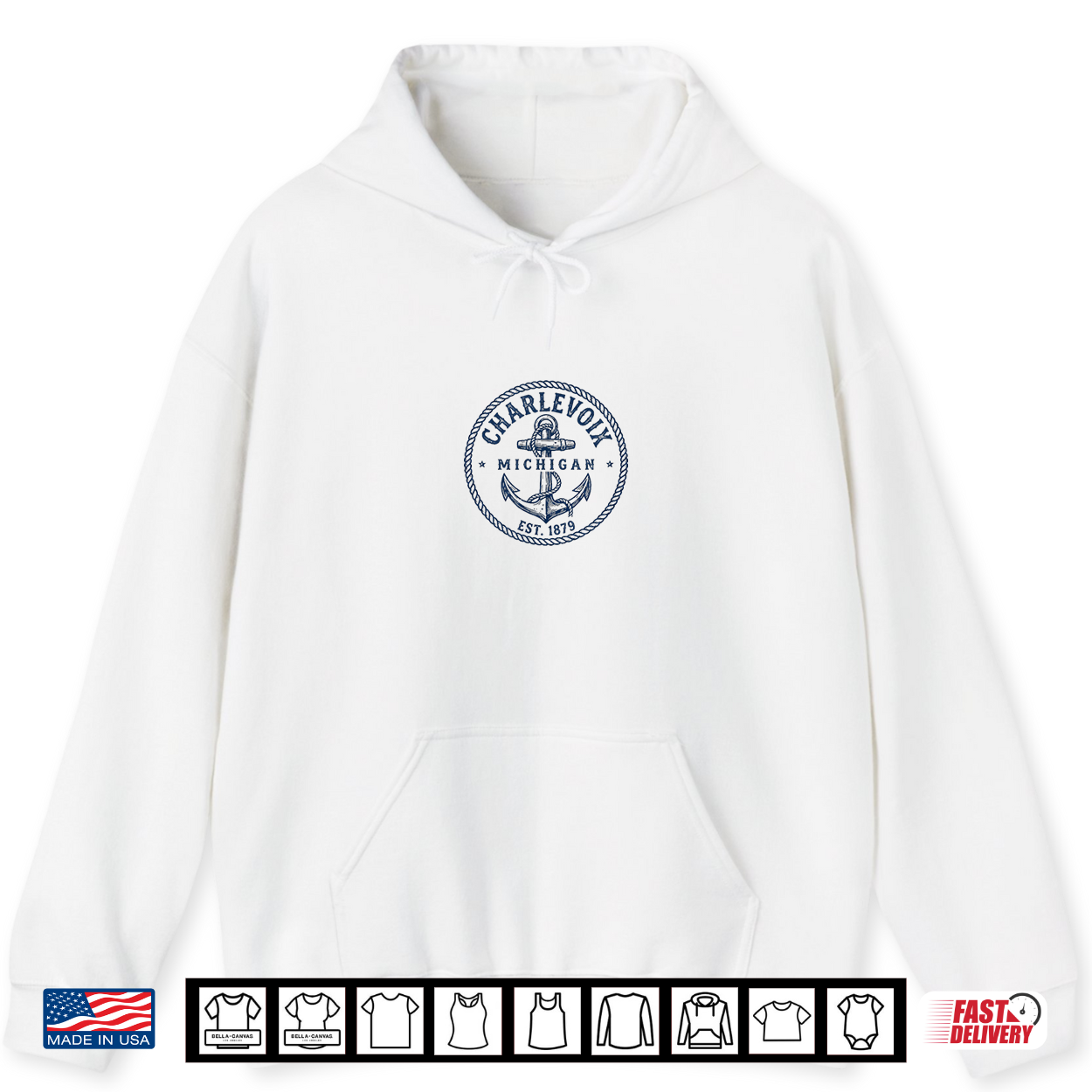 Charlevoix Michigan Nautical Anchor Badge Design Shirt Charlevoix Michigan Nautical Anchor Badge Design Shirt