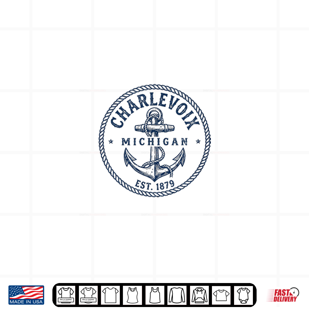 Charlevoix Michigan Nautical Anchor Badge Design Shirt Charlevoix Michigan Nautical Anchor Badge Design Shirt