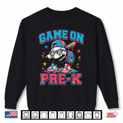 Game On Pre K Back To School Baseball Drip Preschool Boys Shirt 2 Sweatshirt Game On Pre K Back to School Baseball Drip Preschool Boys Shirt