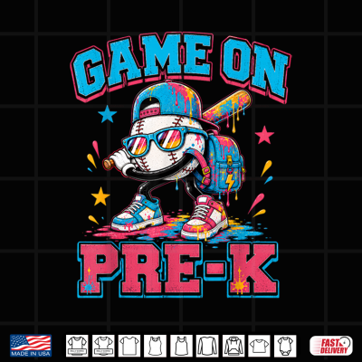 Game On Pre K Back To School Baseball Drip Preschool Boys Shirt 4 Design Game On Pre K Back to School Baseball Drip Preschool Boys Shirt