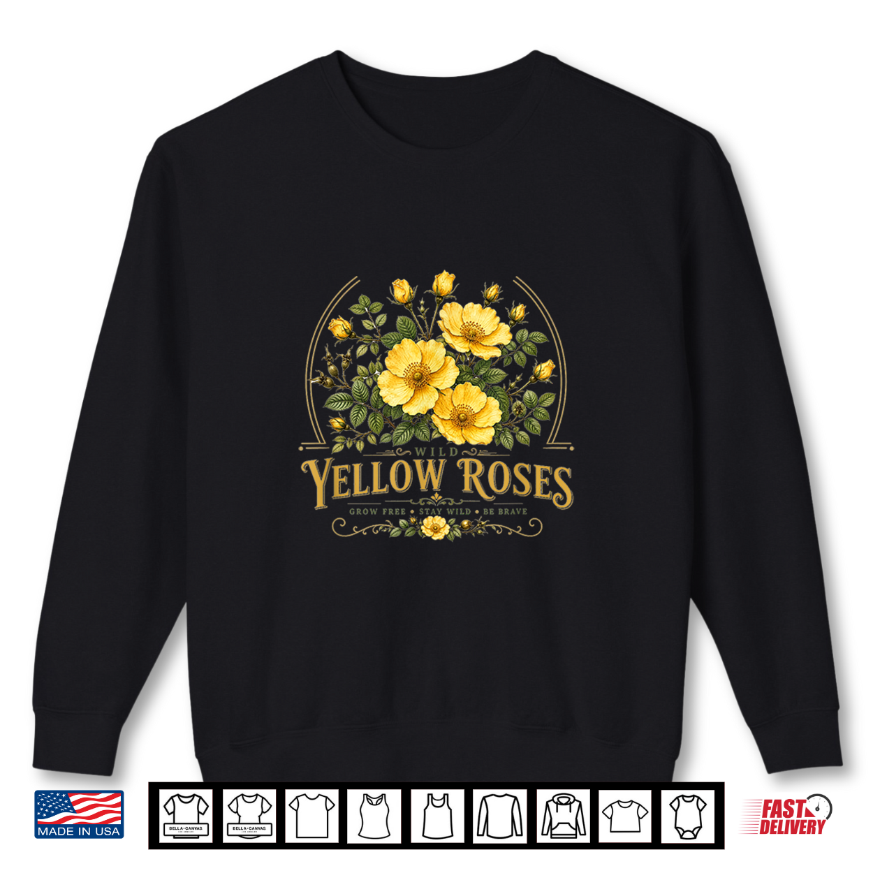 Wild Yellow Roses Botanical Vintage Floral Minimalist Design Shirt Wild Yellow Roses Botanical Vintage Floral Minimalist Design Shirt