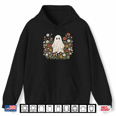 Hoodie Cute Ghost Wildflower Cottagecore Halloween Botanical Ghost Shirt