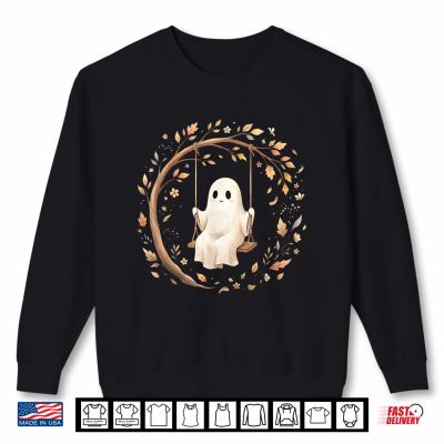 Sweatshirt Cute Ghost Halloween Swing Spooky Fall Botanical Aesthetic Shirt