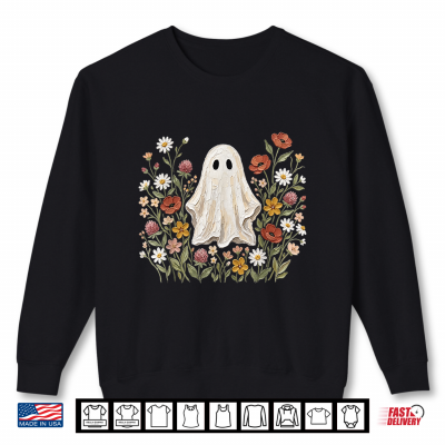 Sweatshirt Cute Ghost Wildflower Cottagecore Halloween Botanical Ghost Shirt