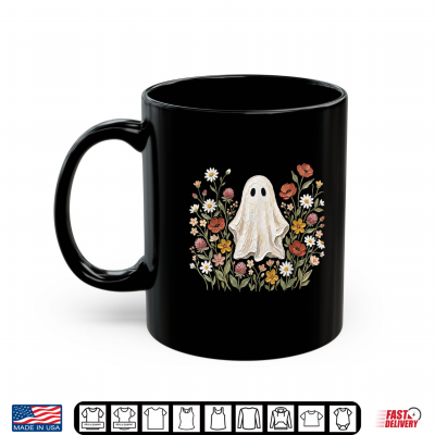 Mug Cute Ghost Wildflower Cottagecore Halloween Botanical Ghost Shirt