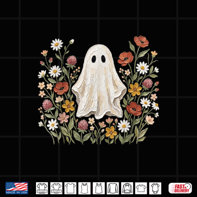Design Cute Ghost Wildflower Cottagecore Halloween Botanical Ghost Shirt