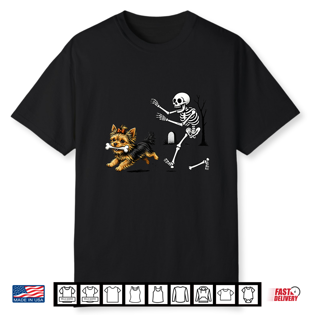 Funny Yorkie Skeleton And Halloween Shirt Funny Yorkie Skeleton And Halloween Shirt