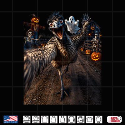 Emu Halloween Selfie Funny Scared Bird Spooky Meme Shirt 1 Design Emu Halloween Selfie Funny Scared Bird Spooky Meme Shirt