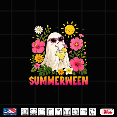 Design Funny Summerween Cute Spooky Ghost Halloween Beach Summer Shirt