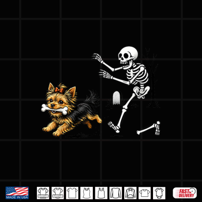 Funny Yorkie Skeleton And Halloween Shirt 2 Design Funny Yorkie Skeleton and Halloween Shirt