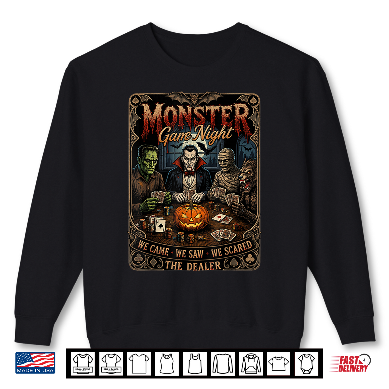 Monster Game Night Funny Halloween Card Player Graphic Shirt Monster Game Night Funny Halloween Card Player Graphic Shirt