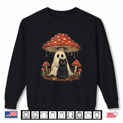 Mushroom Ghost Cottagecore Halloween Ghost And Black Cat Shirt 2 Sweatshirt Mushroom Ghost Cottagecore Halloween Ghost and Black Cat Shirt