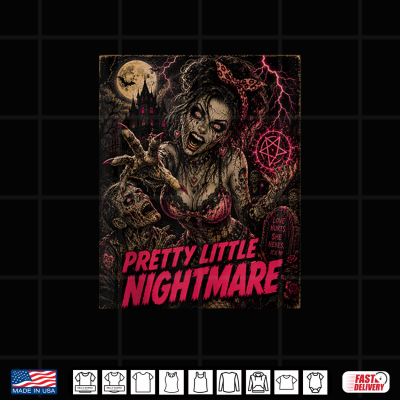 Design Pretty Little Nightmare Dark Humor Goth Glam Crazy Women Alt Shirt