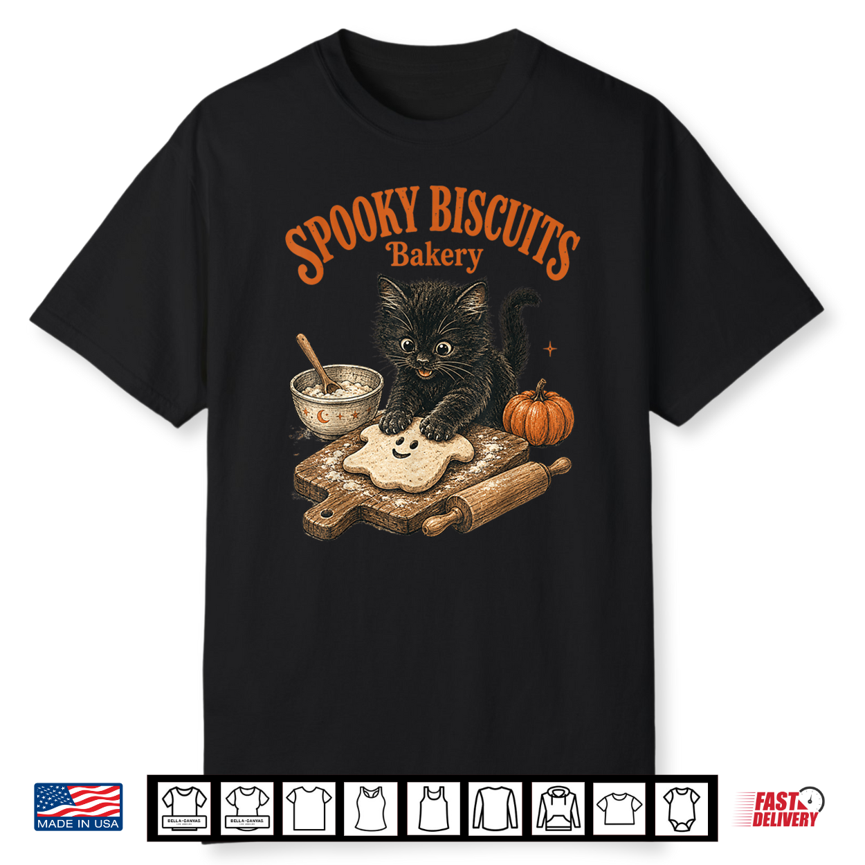 Spooky Biscuits Bakery Club Funny Black Cat Baking Ghost Shirt Spooky Biscuits Bakery Club Funny Black Cat Baking Ghost Shirt