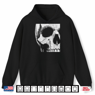 Hoodie Skull Grunge Black White Art Graphic for Men Women Halloween Shirt