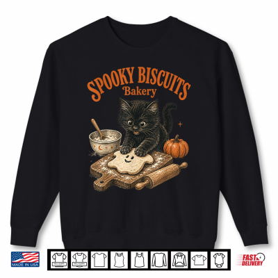Spooky Biscuits Bakery Club Funny Black Cat Baking Ghost Shirt 2 Sweatshirt Spooky Biscuits Bakery Club Funny Black Cat Baking Ghost Shirt