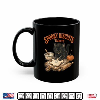 Spooky Biscuits Bakery Club Funny Black Cat Baking Ghost Shirt 3 Mug Spooky Biscuits Bakery Club Funny Black Cat Baking Ghost Shirt