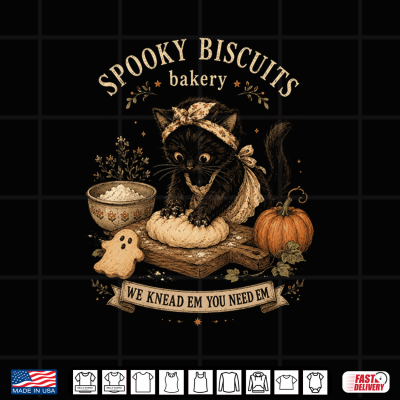 Spooky Biscuits Bakery Funny Black Cat Baking Halloween Tee Shirt 4 Design Spooky Biscuits Bakery Funny Black Cat Baking Halloween Tee Shirt
