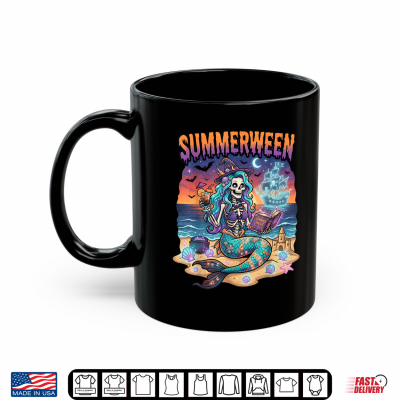 Summerween Mermaid Skeleton Beach Halloween Flamingo Lovers Shirt 3 Mug Summerween Mermaid Skeleton Beach Halloween Flamingo Lovers Shirt