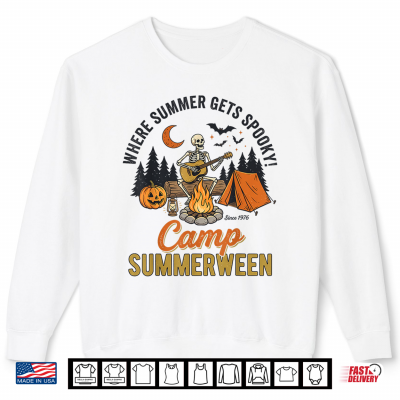 Sweatshirt Summerween Where Summer Gets Spooky Camping Skeleton Camper Shirt