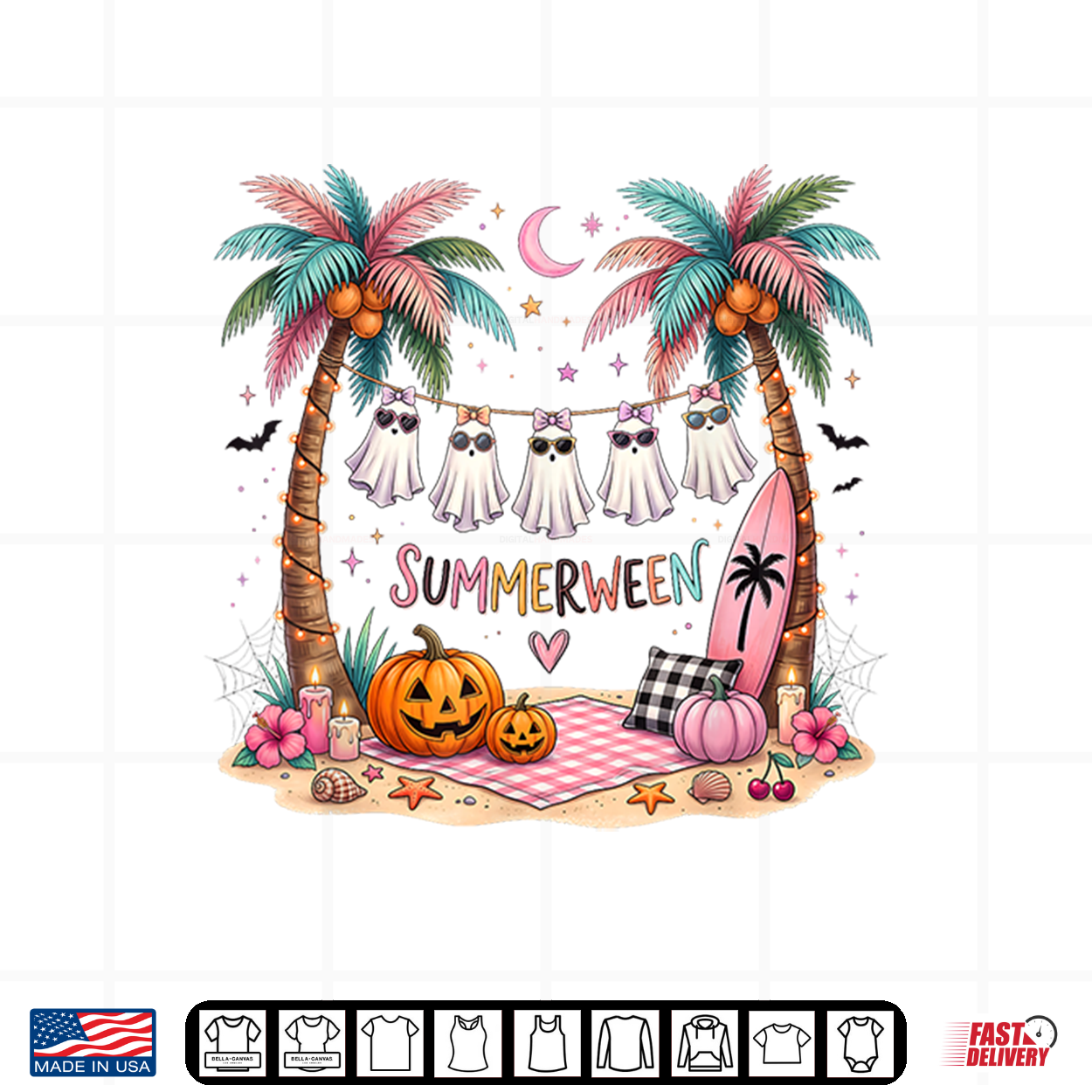 Summerween Palm Trees Ghosts Beach Halloween Shirt Summerween Palm Trees Ghosts Beach Halloween Shirt