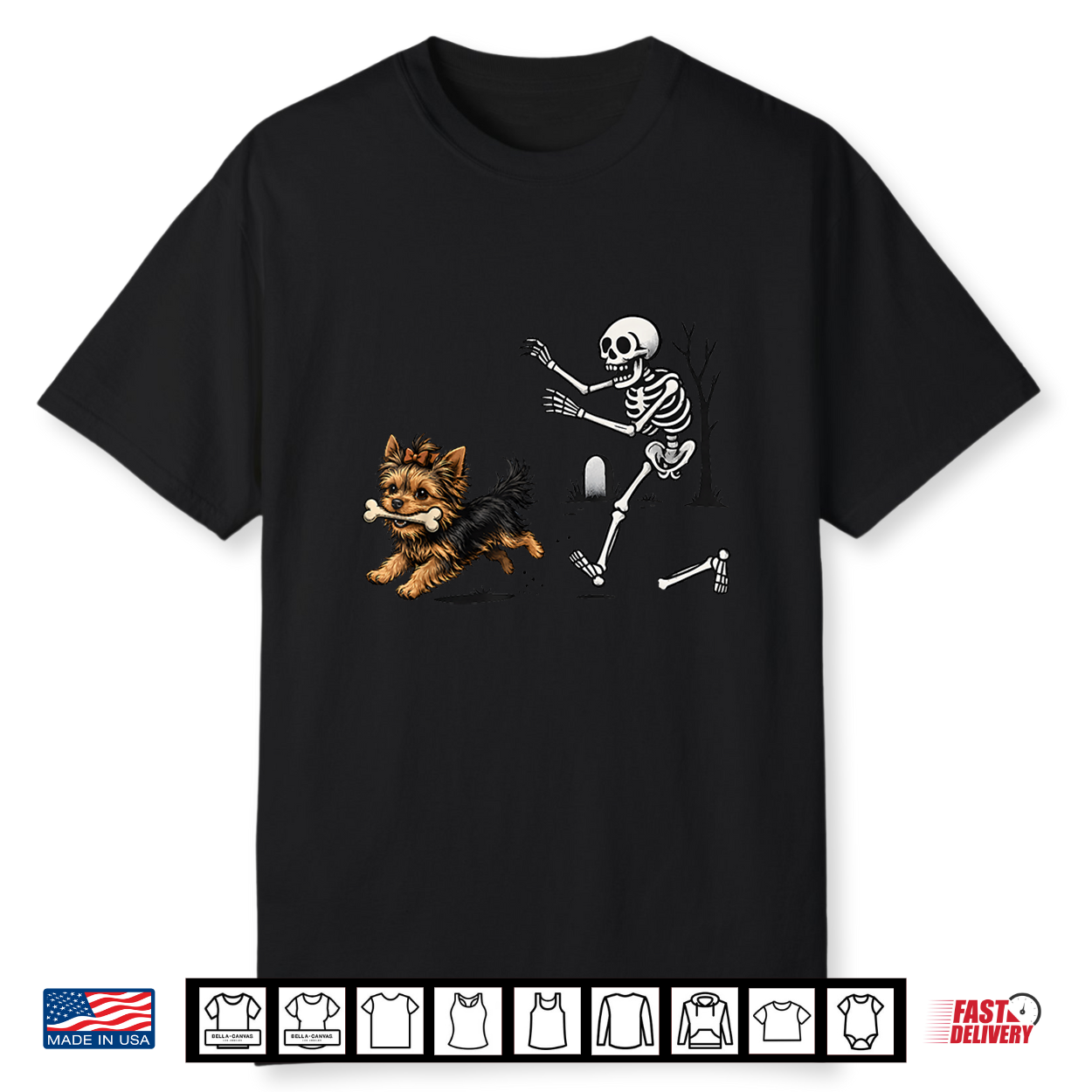 Yorkie Dog Skeleton Halloween Spooky Puppy Lover Shirt Yorkie Dog Skeleton Halloween Spooky Puppy Lover Shirt