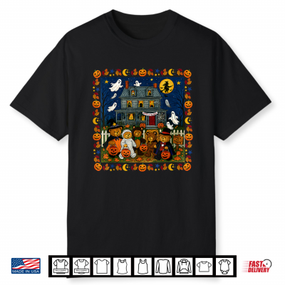 Cute Funny Mummy Ghosts Trick Or Treat Bears Haunted House Shirt