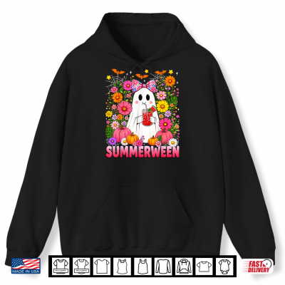 Hoodie Funny Summerween Ghost Coquette Halloween Summer Floral Kids Shirt