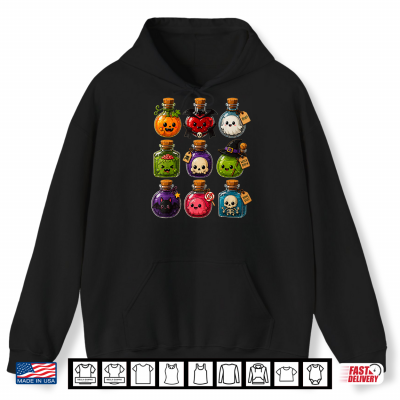 Hoodie Halloween Potion Characters Spooky Cute Monsters Girls Women Shirt