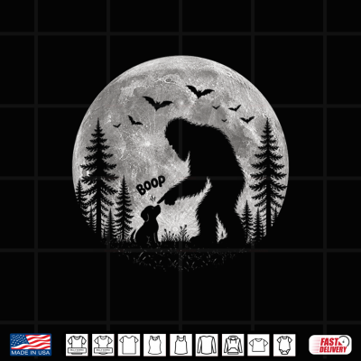Design Halloween Boop Bigfoot Dog Full Moon Forest Men Women Shirt