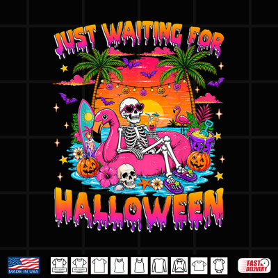Design Just Waiting for Halloween Skeleton Summerween Floral Kids Shirt