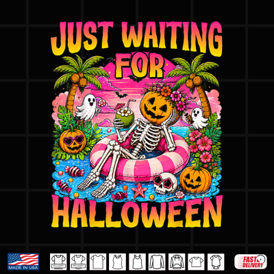 Just Waiting For Halloween Summerween Beach Spooky Ghost Shirt 4 Design Just Waiting for Halloween Summerween Beach Spooky Ghost Shirt