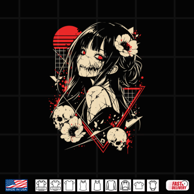 Design Mens Anime Convention Outfit Dark Anime Girl Creepy Cosplay Performance Shirt