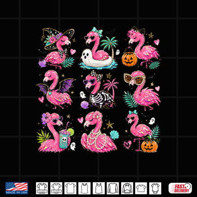 Pink Flamingo Summerween Halloween Girls Women Shirt 4 Design Pink Flamingo Summerween Halloween Girls Women Shirt