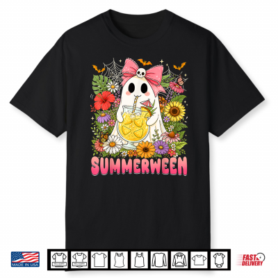 Summerween Funny Ghost Halloween Summer Floral Women Girls Shirt