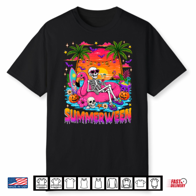 Summerween Skeleton Halloween Summer Floral Women Girl Kids Shirt