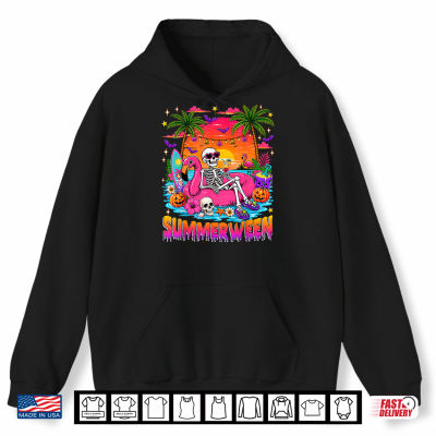 Hoodie Summerween Skeleton Halloween Summer Floral Women Girl Kids Shirt