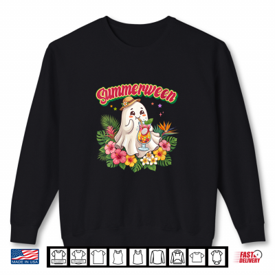 Summerween Floral Ghost Tropical Spooky Summer Halloween Shirt 2 Sweatshirt Summerween Floral Ghost Tropical Spooky Summer Halloween Shirt