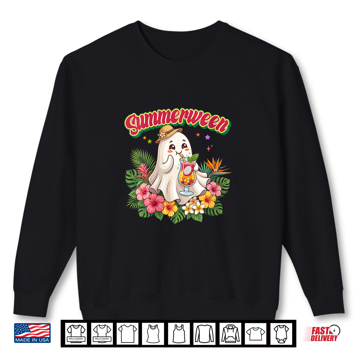 Summerween Floral Ghost Tropical Spooky Summer Halloween Shirt Summerween Floral Ghost Tropical Spooky Summer Halloween Shirt