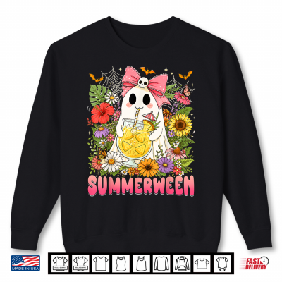 Sweatshirt Summerween Funny Ghost Halloween Summer Floral Women Girls Shirt