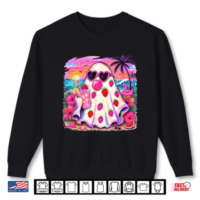 Sweatshirt Summerween Ghost Strawberry Halloween Tropical Girl Women Shirt